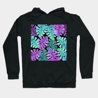 Monstera Plant Purple Green Hoodie